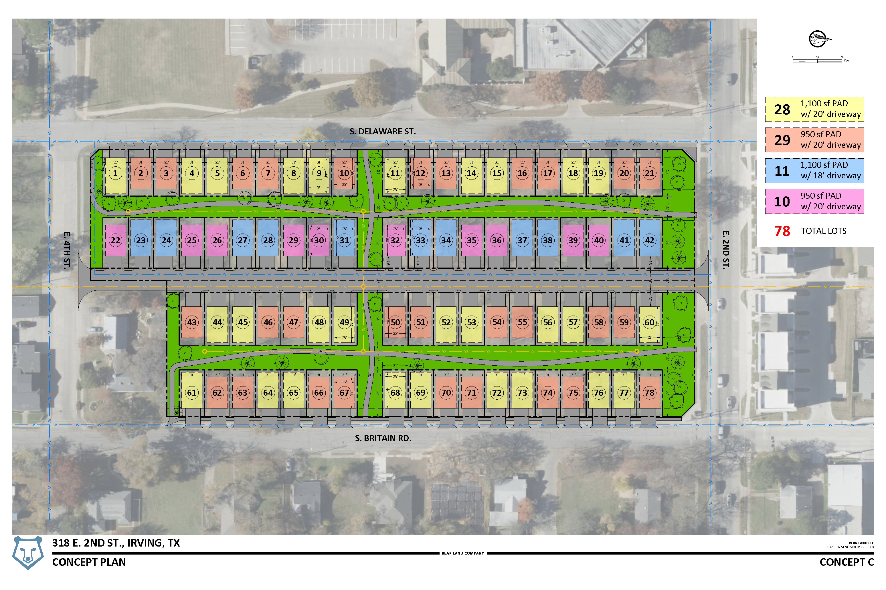 318 E. 2nd St. concept plan C, 78 lots
